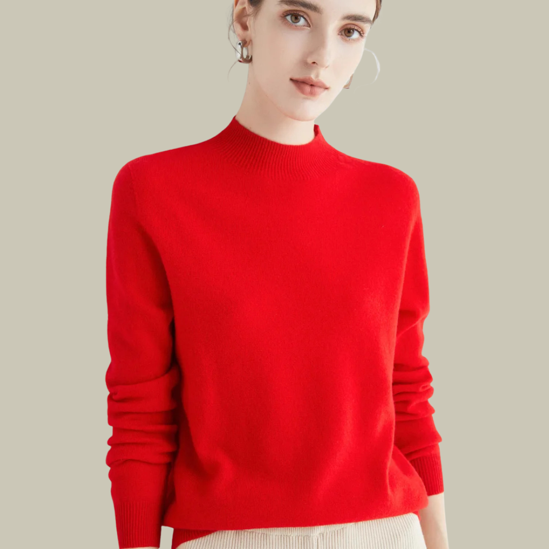 Women's Classic Mock Neck Wool Blend Sweater