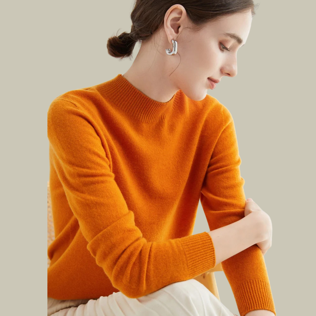 Women's Classic Mock Neck Wool Blend Sweater