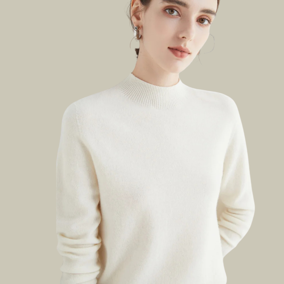 Women's Classic Mock Neck Wool Blend Sweater