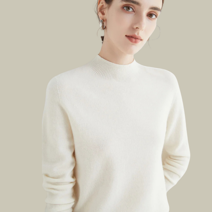 Women's Classic Mock Neck Wool Blend Sweater