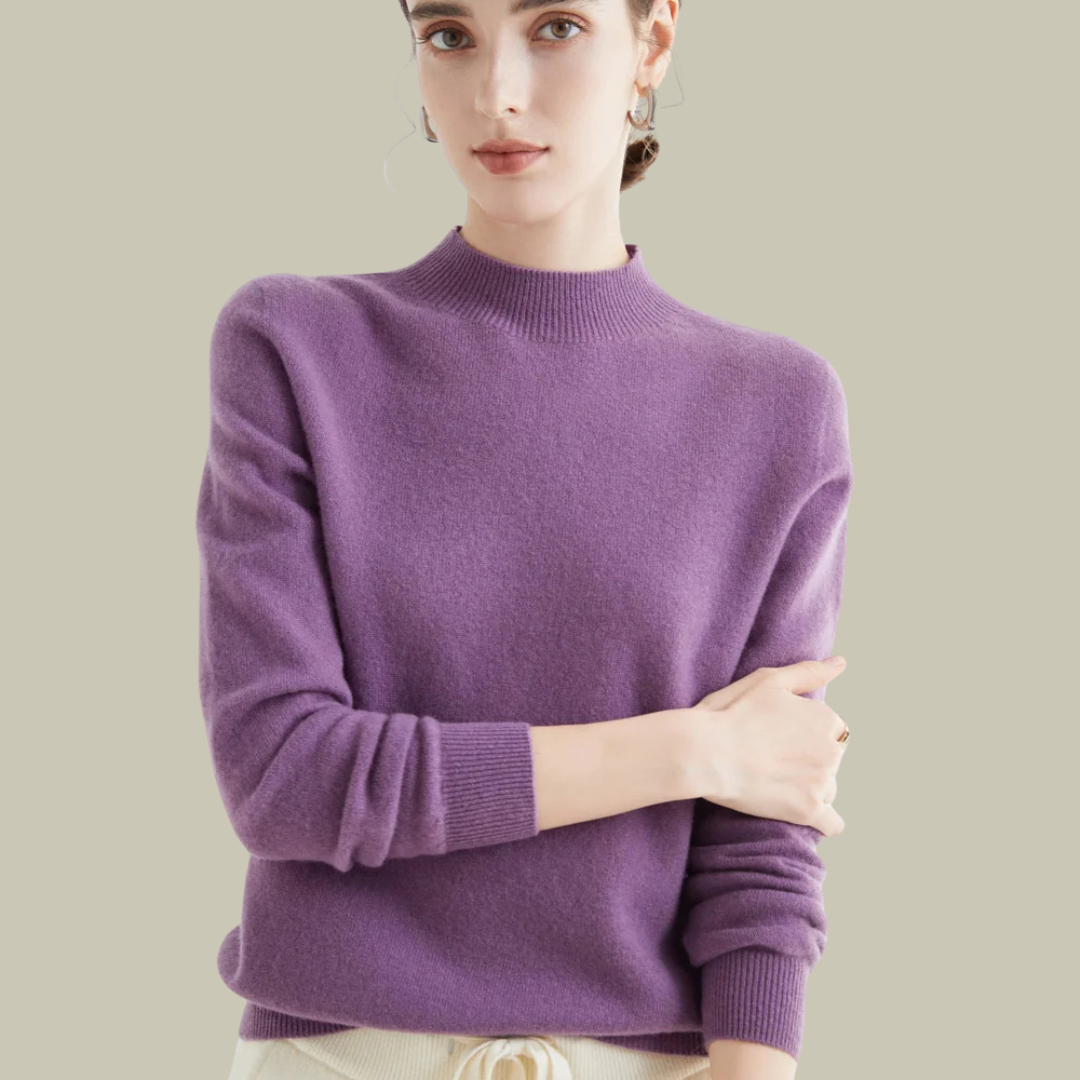 Women's Classic Mock Neck Wool Blend Sweater