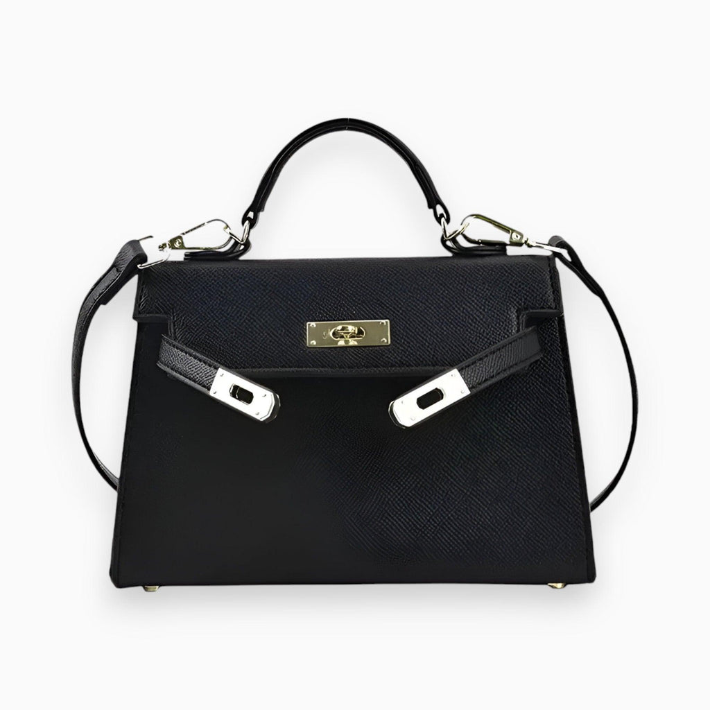 Elegant Compact Leather Handbag Black