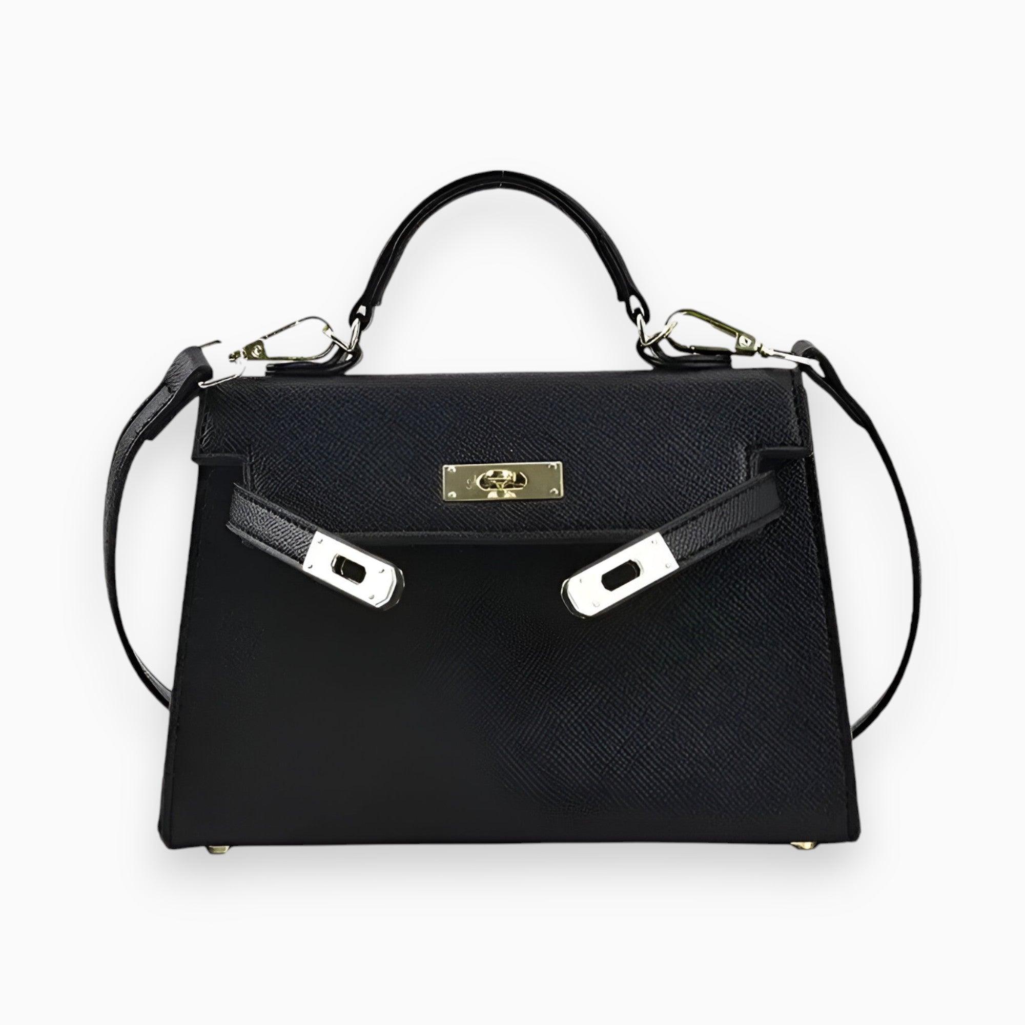 Elegant Compact Leather Handbag Black