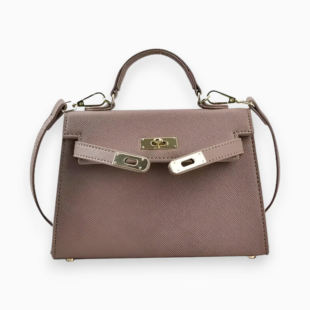Elegant Compact Leather Handbag Beige
