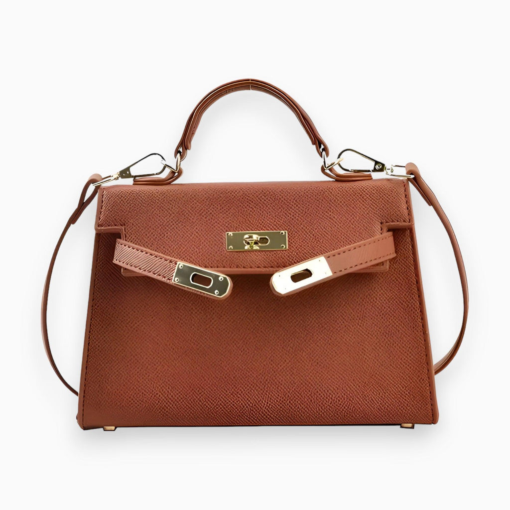 Elegant Compact Leather Handbag Brown