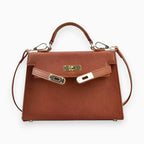 Elegant Compact Leather Handbag Brown
