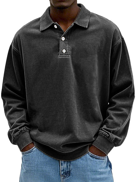 Men's Relaxed Collared Polo Shirt - Perfect Fit Black