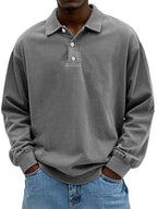 Men's Relaxed Collared Polo Shirt - Perfect Fit Gray