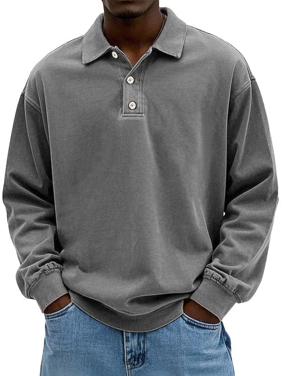 Men's Relaxed Collared Polo Shirt - Perfect Fit Gray