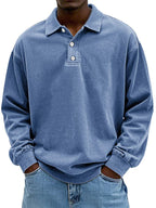 Men's Relaxed Collared Polo Shirt - Perfect Fit Blue