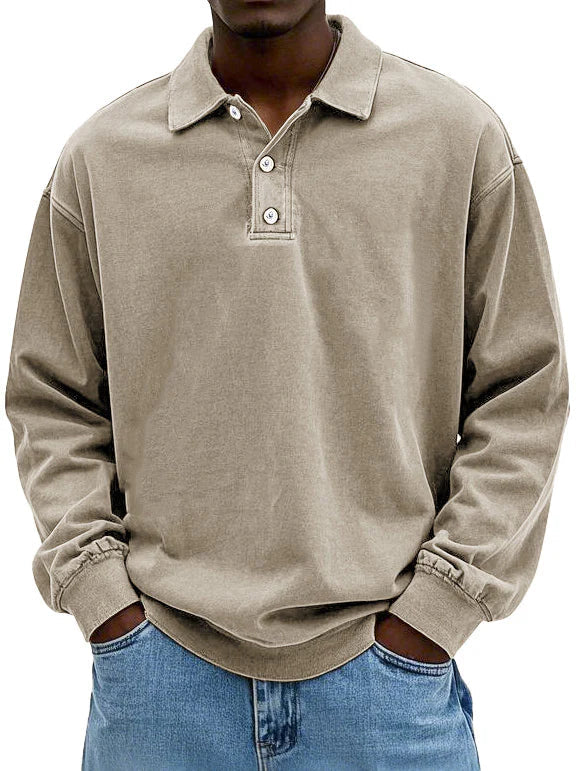 Men's Relaxed Collared Polo Shirt - Perfect Fit Khaki