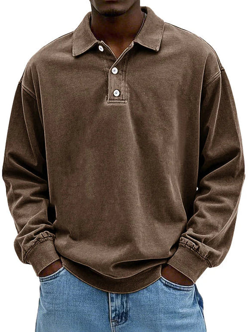 Men's Relaxed Collared Polo Shirt - Perfect Fit Brown