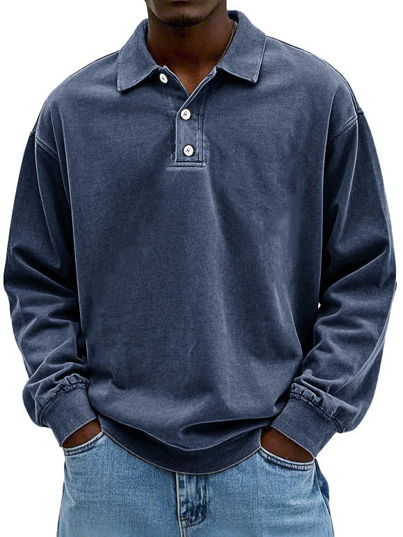 Men's Relaxed Collared Polo Shirt - Perfect Fit Navy