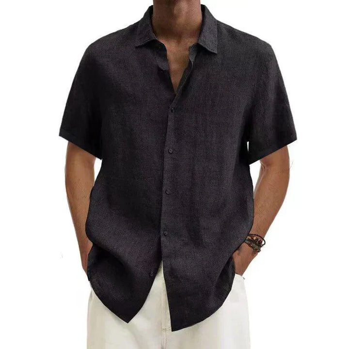 Camicia casual da uomo in lino a maniche corte
