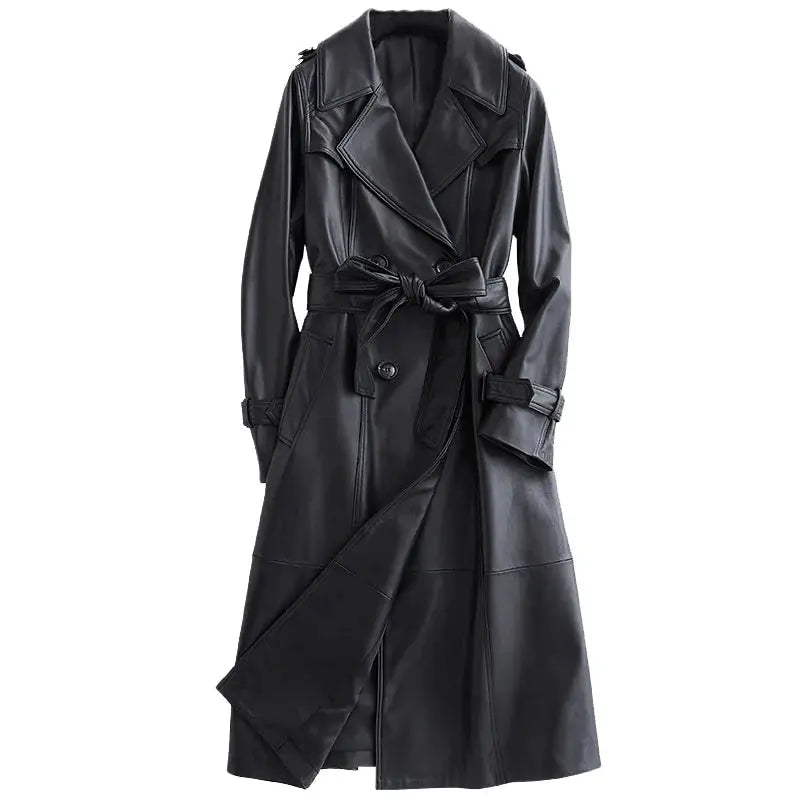 Allure Leather Long Coat for Women XXL