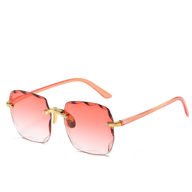 Trendy Rimless Square Sunglasses Red