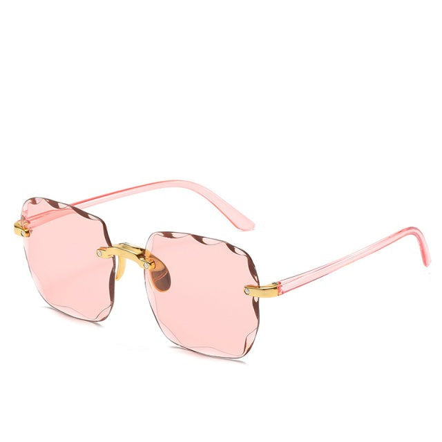 Trendy Rimless Square Sunglasses Light pink