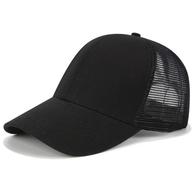 High Ponytail Baseball Cap For Women Outdoor Sun Protection Black