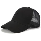 High Ponytail Baseball Cap For Women Outdoor Sun Protection Black