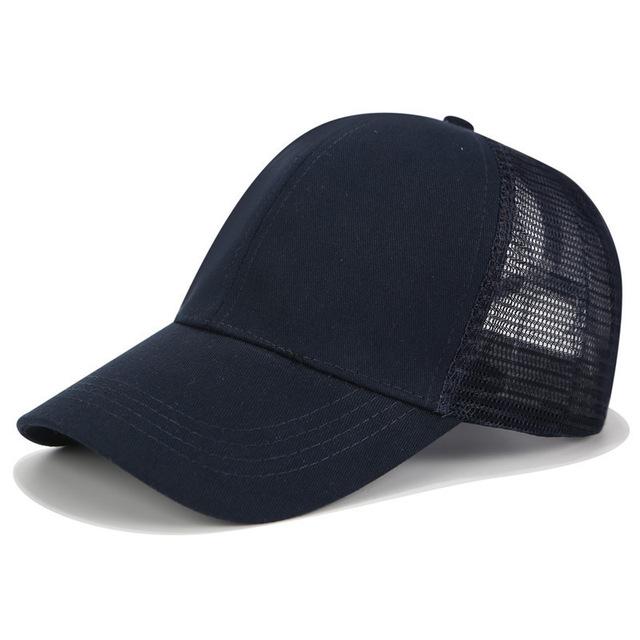 High Ponytail Baseball Cap For Women Outdoor Sun Protection Navy Blue