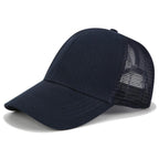High Ponytail Baseball Cap For Women Outdoor Sun Protection Navy Blue
