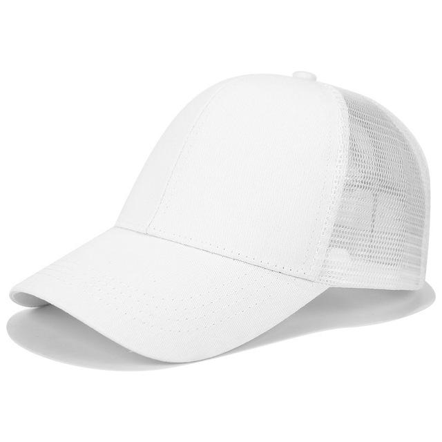 High Ponytail Baseball Cap For Women Outdoor Sun Protection White