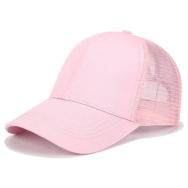 High Ponytail Baseball Cap For Women Outdoor Sun Protection Pink