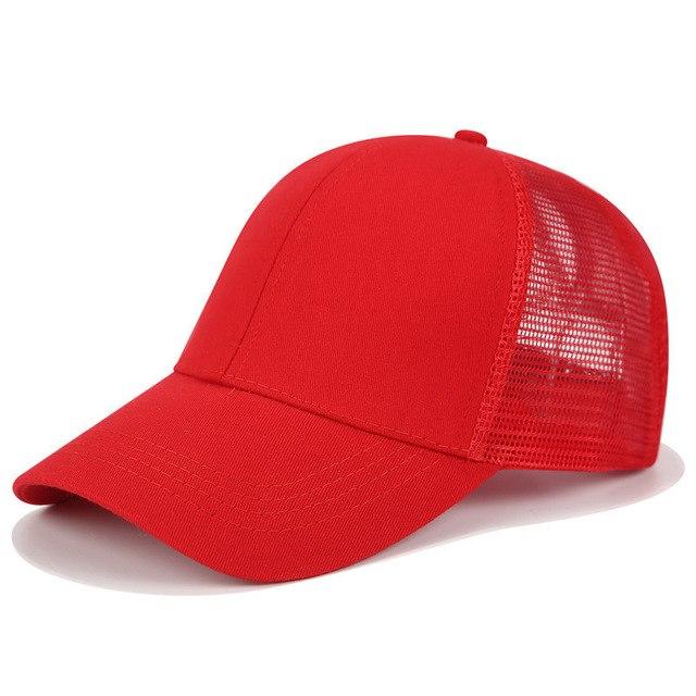 High Ponytail Baseball Cap For Women Outdoor Sun Protection Red