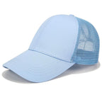 High Ponytail Baseball Cap For Women Outdoor Sun Protection Sky Blue