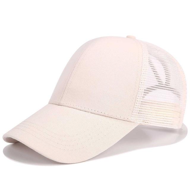 High Ponytail Baseball Cap For Women Outdoor Sun Protection Beige