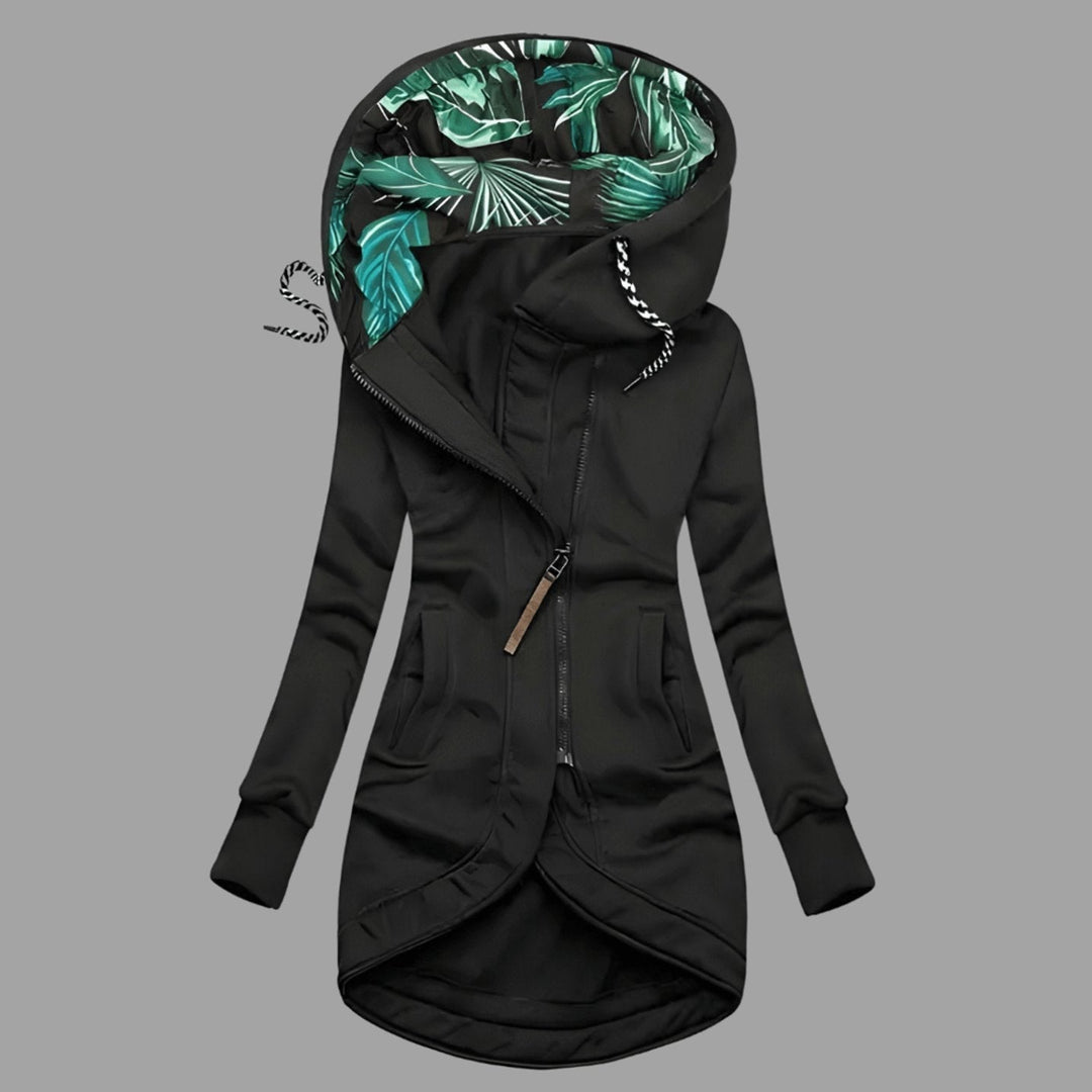 Women's Rugged Long Hooded Winter Shell Jacket with Zipper