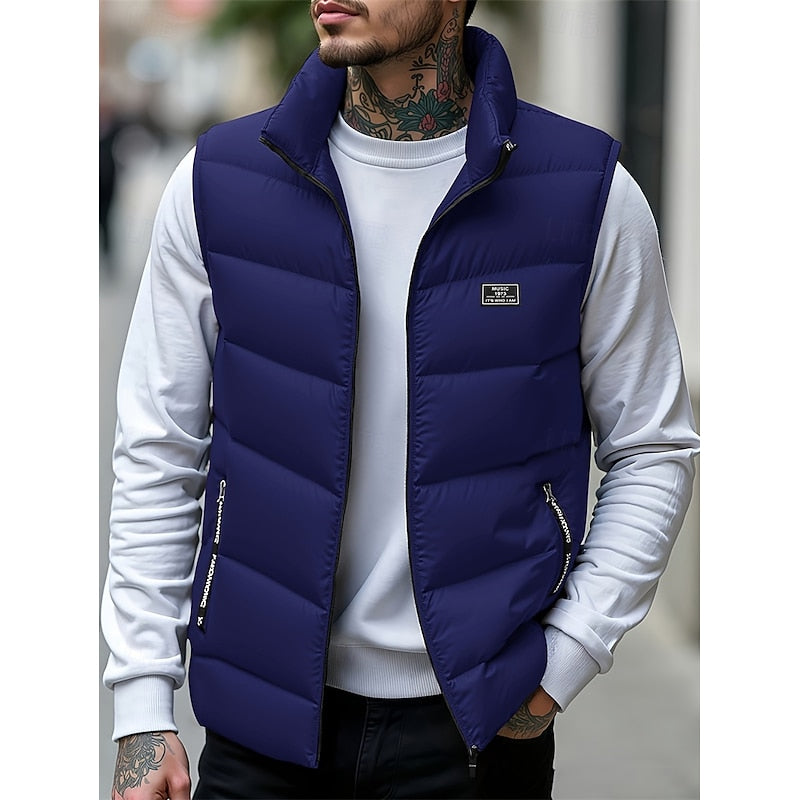 Herengewatteerd puffer-gilet
