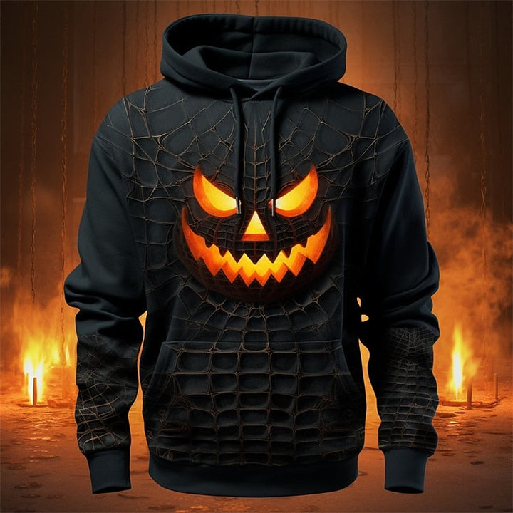 Pánská mikina s kapucí a svítícím halloweenským motivem