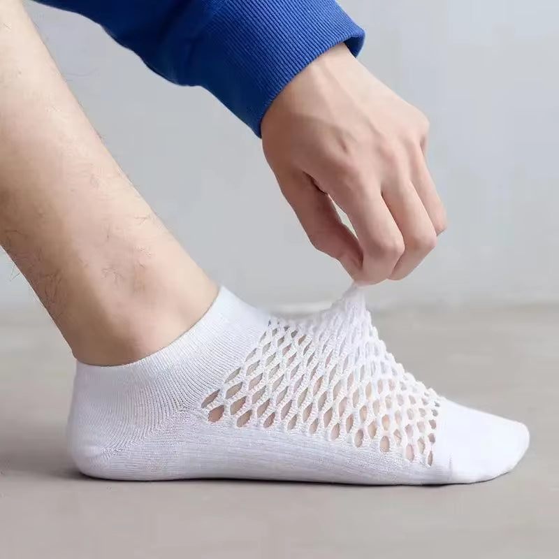 Breathable Mesh Ankle Sock Set White (5-Pack)