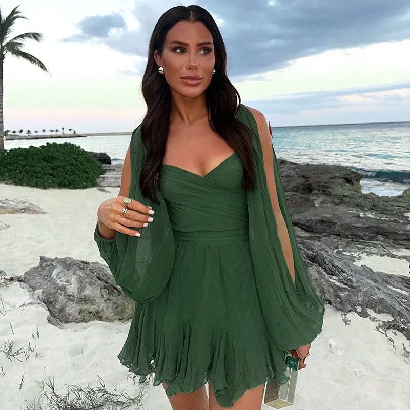 Charlotte | Vestido mini de manga larga de verano para mujer