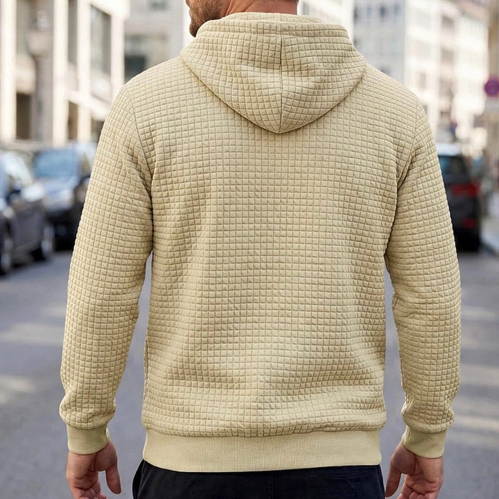 Men's Textured Hooded Pullover Sweatshirt