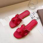 H Strap Leather Sandals For Everyday Comfort And Style Red