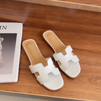 H Strap Leather Sandals For Everyday Comfort And Style White