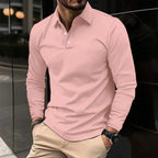Men's Modern Fit Long-Sleeve Polo Shirt Pink