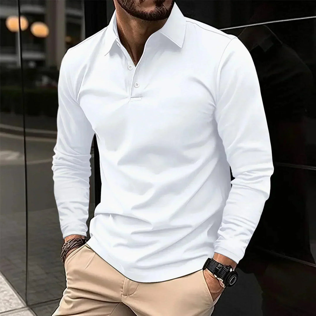Men's Modern Fit Long-Sleeve Polo Shirt-MODAUTLET
