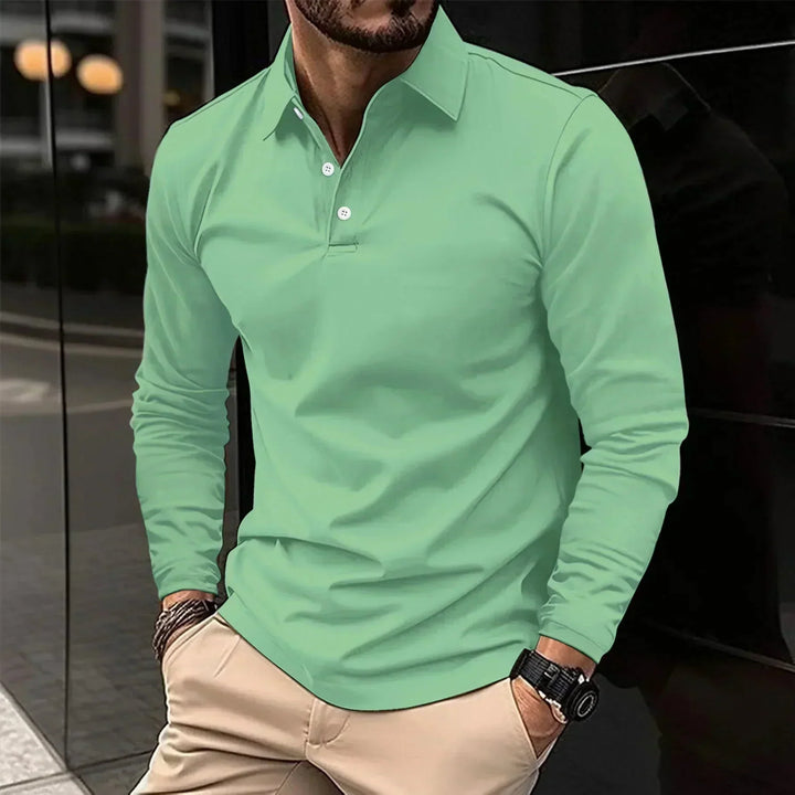 Men's Modern Fit Long-Sleeve Polo Shirt-MODAUTLET