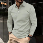 Men's Modern Fit Long-Sleeve Polo Shirt Gray