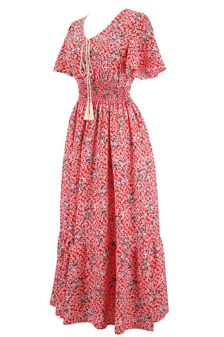 Women's Red Maxi Dress-MODAUTLET