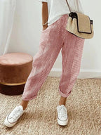 Striped Pants For Everyday Wear Comfortable And Stylish Red