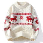 Festive Reindeer Christmas Sweater White