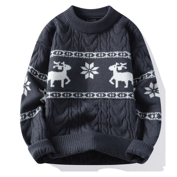 Festive Reindeer Christmas Sweater Gray