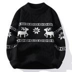 Festive Reindeer Christmas Sweater Black