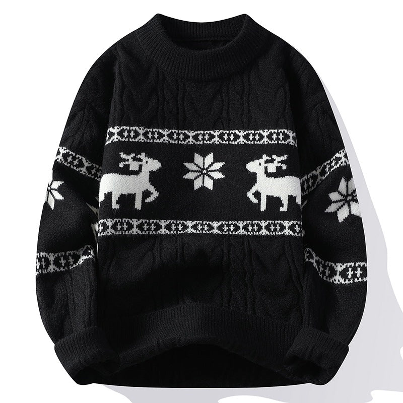Festive Reindeer Christmas Sweater Black