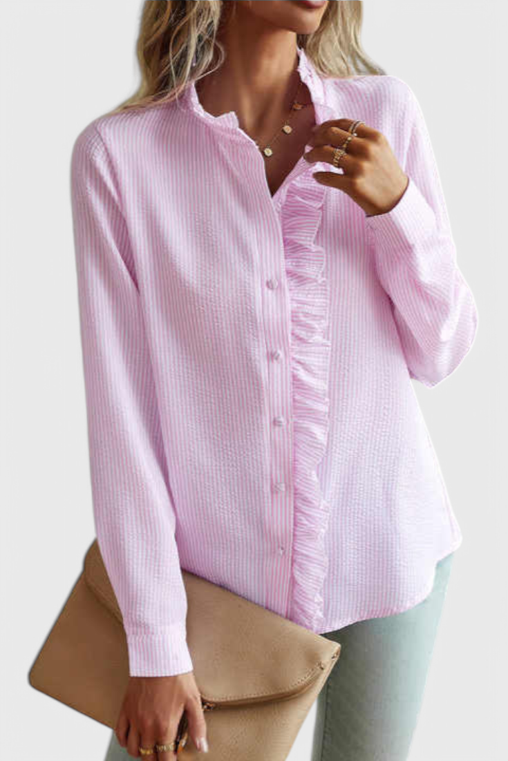 Women's Elegant Ruffles Blouse Pink