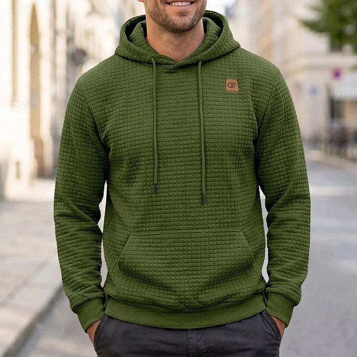 Men's Textured Hooded Pullover Sweatshirt
